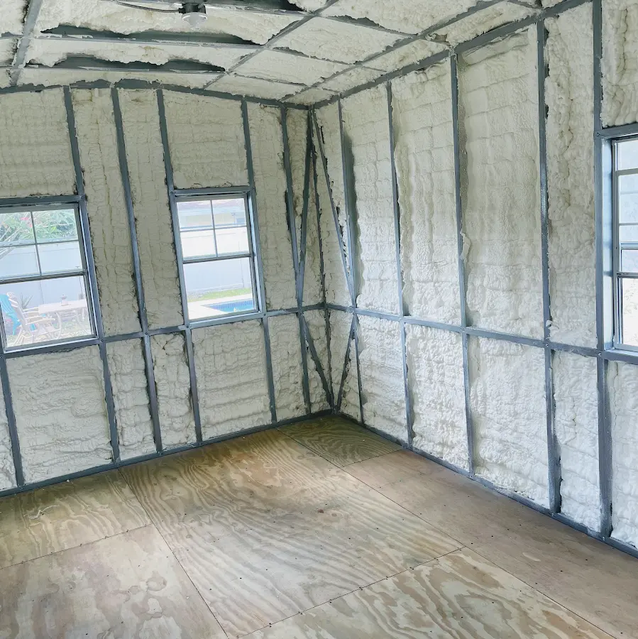 Closed-cell spray foam insulation applied to wall cavities in a residential project in Santa Barbara